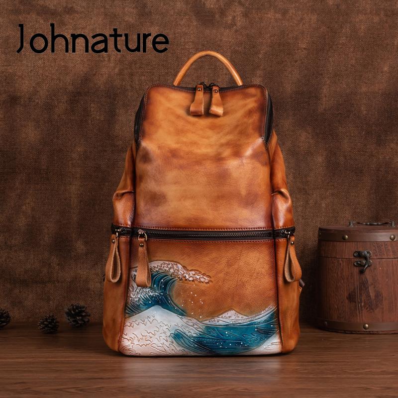 Johnature Ransel Wanita Kulit  - Leather Backpack Vintage ulasan dan harga